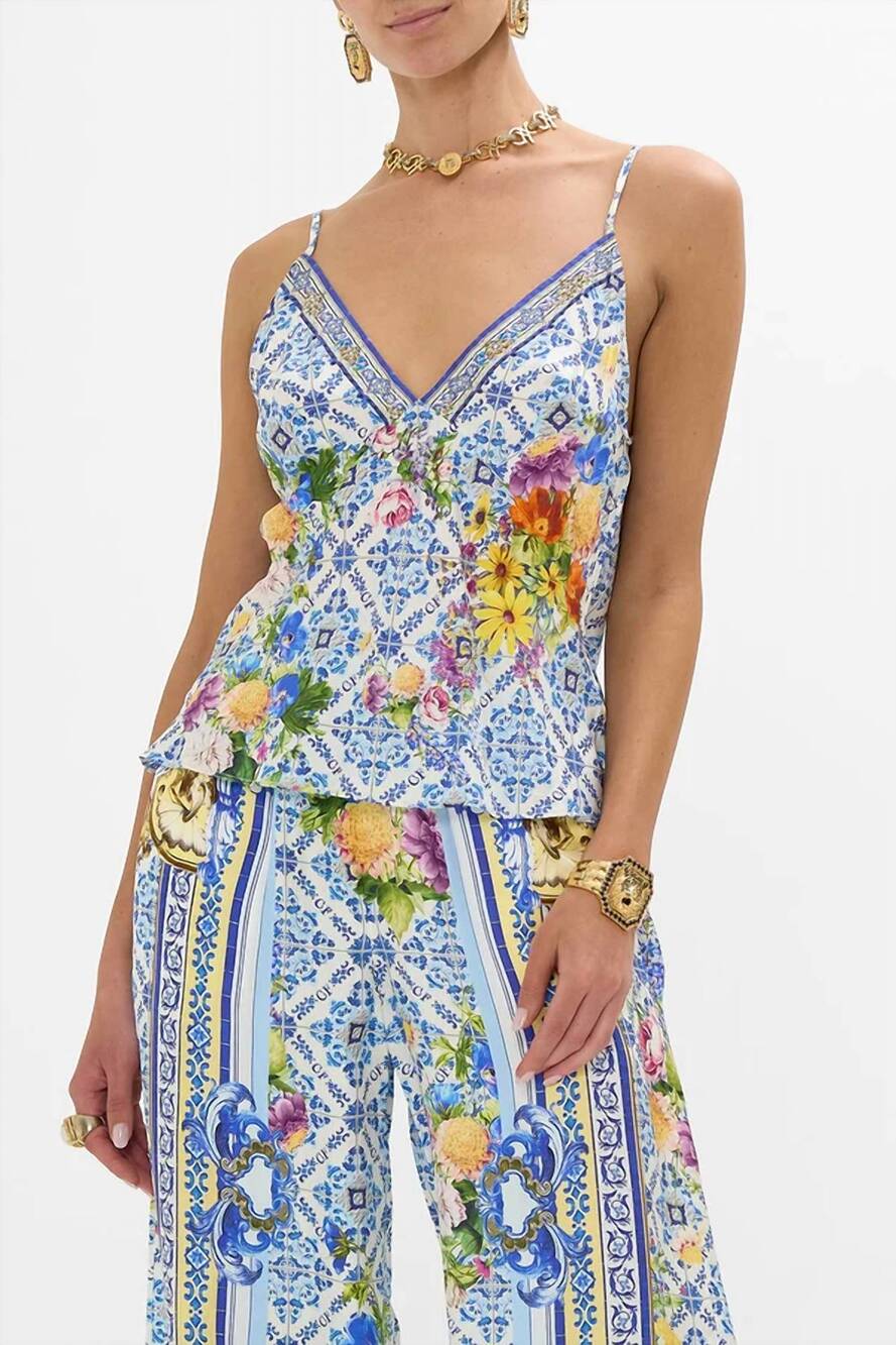 NEW CAMILLA v neck cami in wall to wall wonders